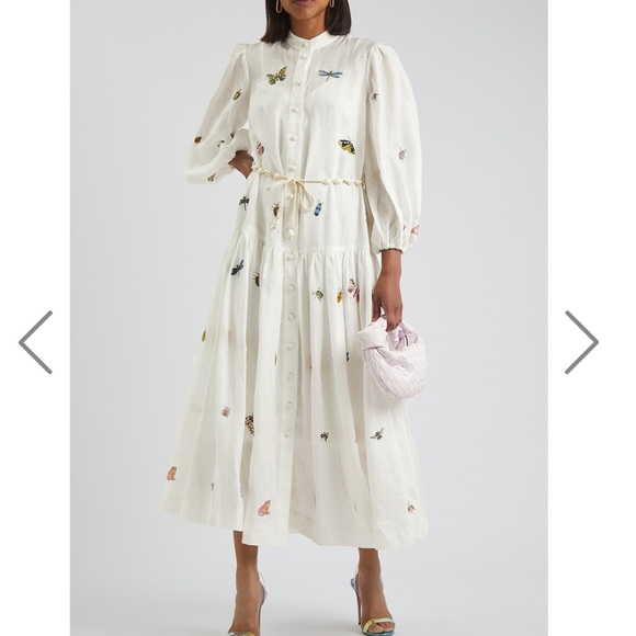 Zimmermann Embroidered Long Sleeve Linen Shirtdress Size L - Picture 3 of 8